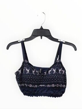 Torrid 0 Women's Navy Reindeer Print Bralette